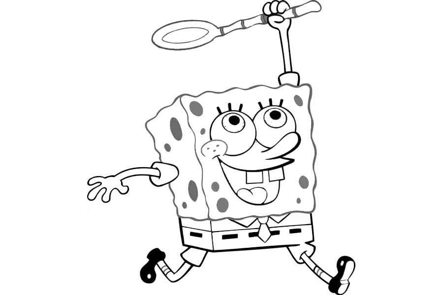 Spongebob catching a jellyfish